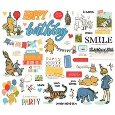 Simple Stories Die Cuts - Bits & Pieces / Say Cheese Classic Pooh BIRTHDAY (Peter Plys) (47 pieces)
